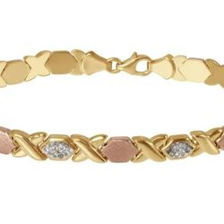 Brilliance Fine- Women's Jewelry Hugs and Kisses 18k  Gold over Sterling Silver Bracelet Genuine crystals 