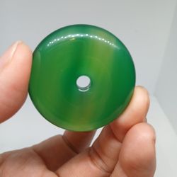 Certified Natural Healing Energy Blessing Fgiid Luck Donut Agate Chalcedony Pdnt Or Charm 