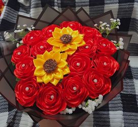17 ribbon flower bouquet