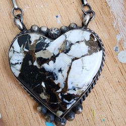 Gorgeous Native Made Stamped And Signed White Buffalo Heart