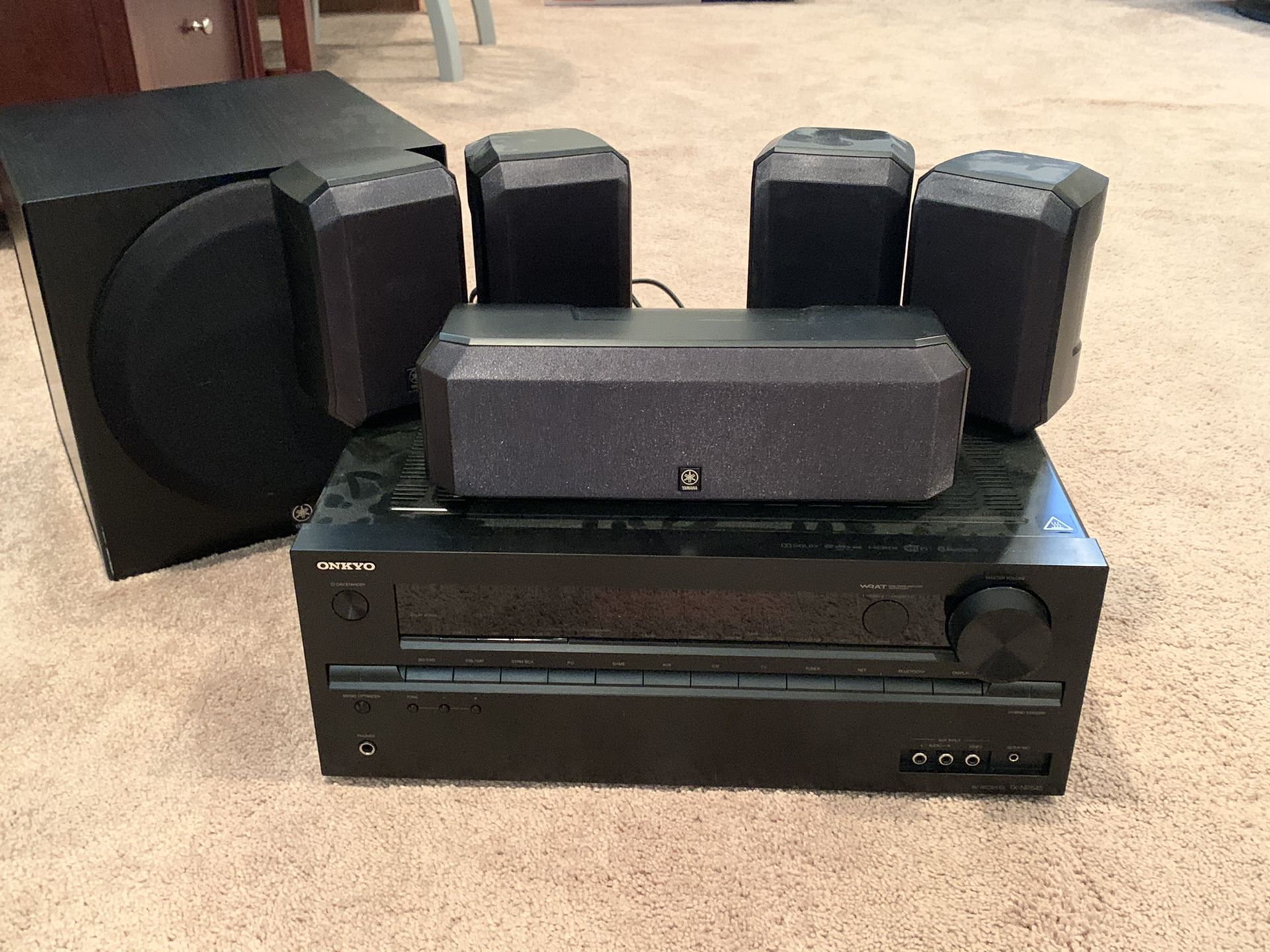 Onkyo TX-NR545 A/V Receiver w/ Yamaha Speakers and Sub