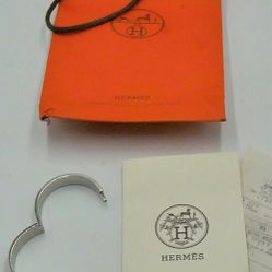 HERMES CLIC H BRACELET STAINLESS STEEL MADE IN FRANCE BLACK PRE OWNED W RECEIPT. 
