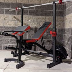 NEW squat Rack , Adjustable Bench , Weights , Olympic Bar Barbell 