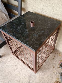 3 Rolling Metal rock cage w/ umbrella holder