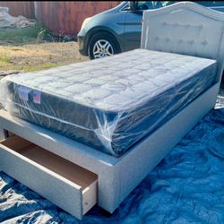 Twin Size Storage New Bed With Nice Mattress. 