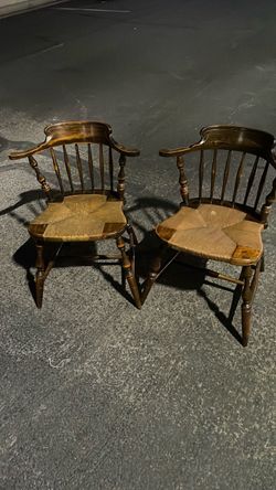 Pair of Windsor Armchairs with Rush Seats