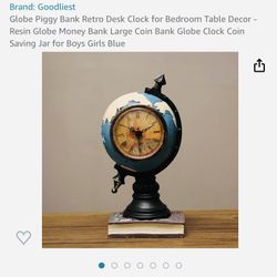 Globe Piggy Bank Retro Desk Clock