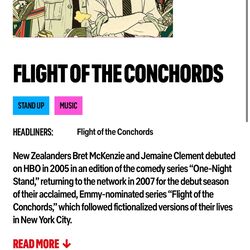 TWO Flight of the Conchords Tickets 5/9