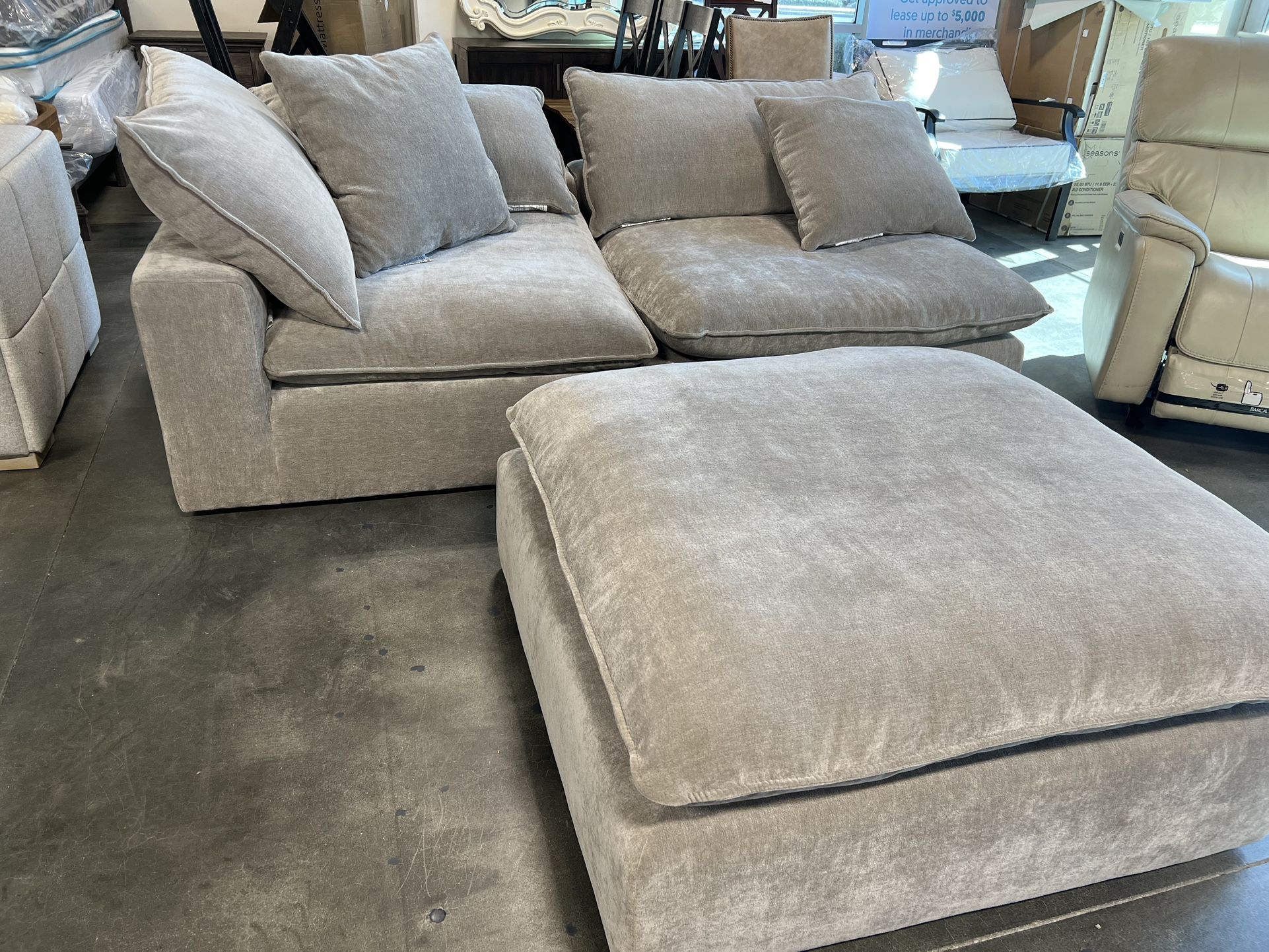 Sereen Fabric Corner Chair and Armless Chair with Ottoman - 🔥Furniture Sale🔥