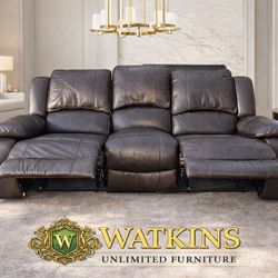 🛋️ BEAUTIFUL QUALITY LEATHER LARGE RECLINER SOFA – CHOCOLATE BROWN 😍 DELIVERY AVAILABLE 🚚