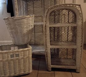 All my sunroom white wicker pieces
