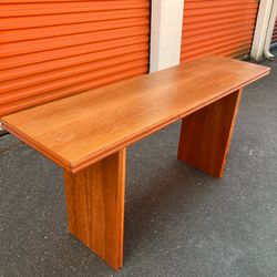 Unique Vintage Danish Modern Cherry Console Table With A Convertible Fold-out Top
