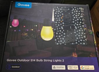 Govee S14 Bulb Outdoor String Lights 2, 96ft RGBICWW, 30 LED Bulbs, IP66
Patio Lights with 111 Scene