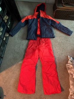 The North Face Ski Snowboard Jacket & Pants Set Red Navy Blue