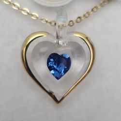 Glass Baron September Birthstone Glass Heart Necklace 