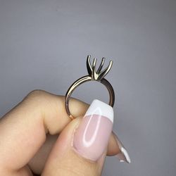 14K Rose & White 7x7 mm Asscher Solitaire Engagement Ring Mounting 