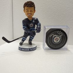 Mark Scheifele Bobble and Autographed puck 