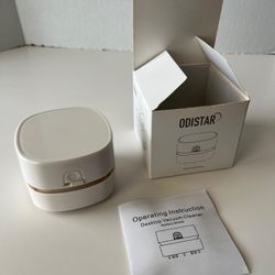 ODISTAR Desktop Vacuum Cleaner, Mini Table dust Sweeper, Battery Operated, White