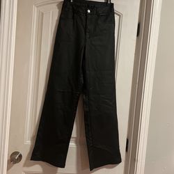 Bonito Pantalón De Imitación Cuero Falso Negro