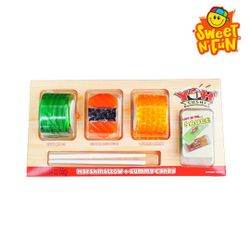 YOH Sushi Deluxe Set 3 Pieces gummy candy - With Small Plating and Chopsticks