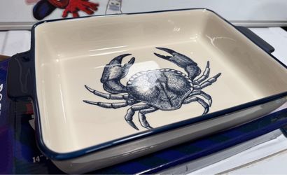 Cuisine & Company Dockside 14” Ceramic Baking Dish Crab Design New in Box