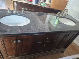 Double Sink Bathroom Vanity with Granite Top