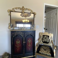Very  Gorgeous 3 Pieces Dresser Mirror and Chair