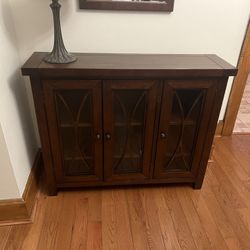 Solid wood three door 42 inch, curio, accent cabinet true quality 