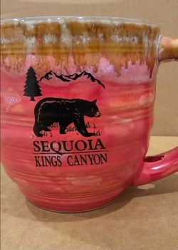 Sequoia Kings Canyon Red Ceramic Mug with Bear Design