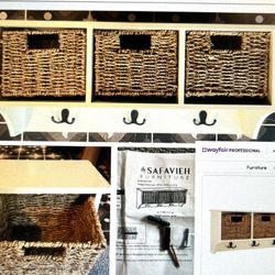 Safavieh Finley White Hanging 3-basket Wall Rack