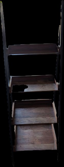 4-Tier Wooden Ladder Shelf / Bookshelf - Dark Wood