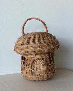 Kids Rattan Mushroom House Basket Bag