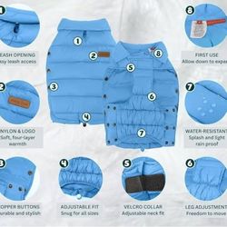 SPACE LION Pet Puffer Jacket, Down Winter Coat, Durable Outdoor Coat for Cold and Windy Conditions, Waterproof, Lightweight Jacket