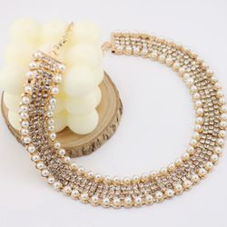Luxury Rhinestones & Pearl Necklace