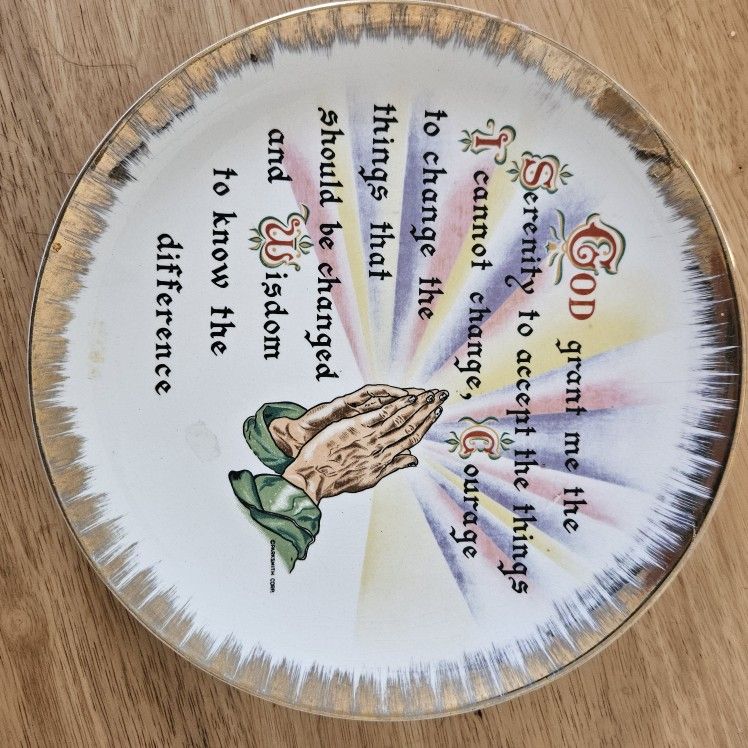 Vintage 1960s Serenity Prayer Plate homeware