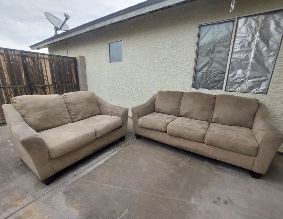 Light Brown Couch And Loveseat (WILL DELIVER)