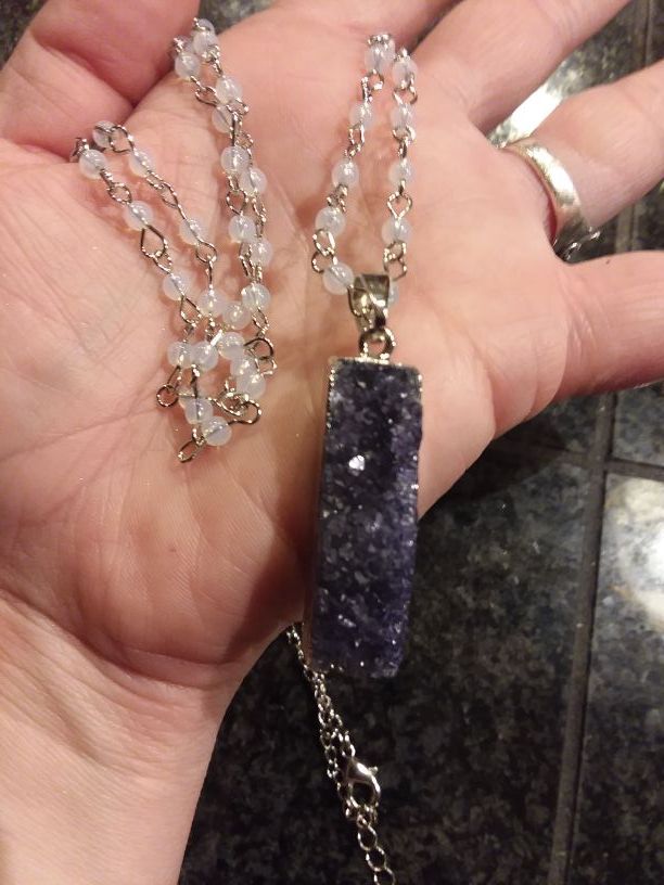 Amethyst and moonstone silver necklace