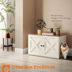 Cat Litter Box Enclosure, Litter Box Furniture Hidden with Removable Divider, Indoor Cat House, End Table, 31.5 x 20.9 x 19.7 Inches, Honey Brown and