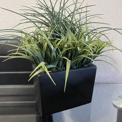 Artificial Grass Decor in Weighted Ceramic Pot