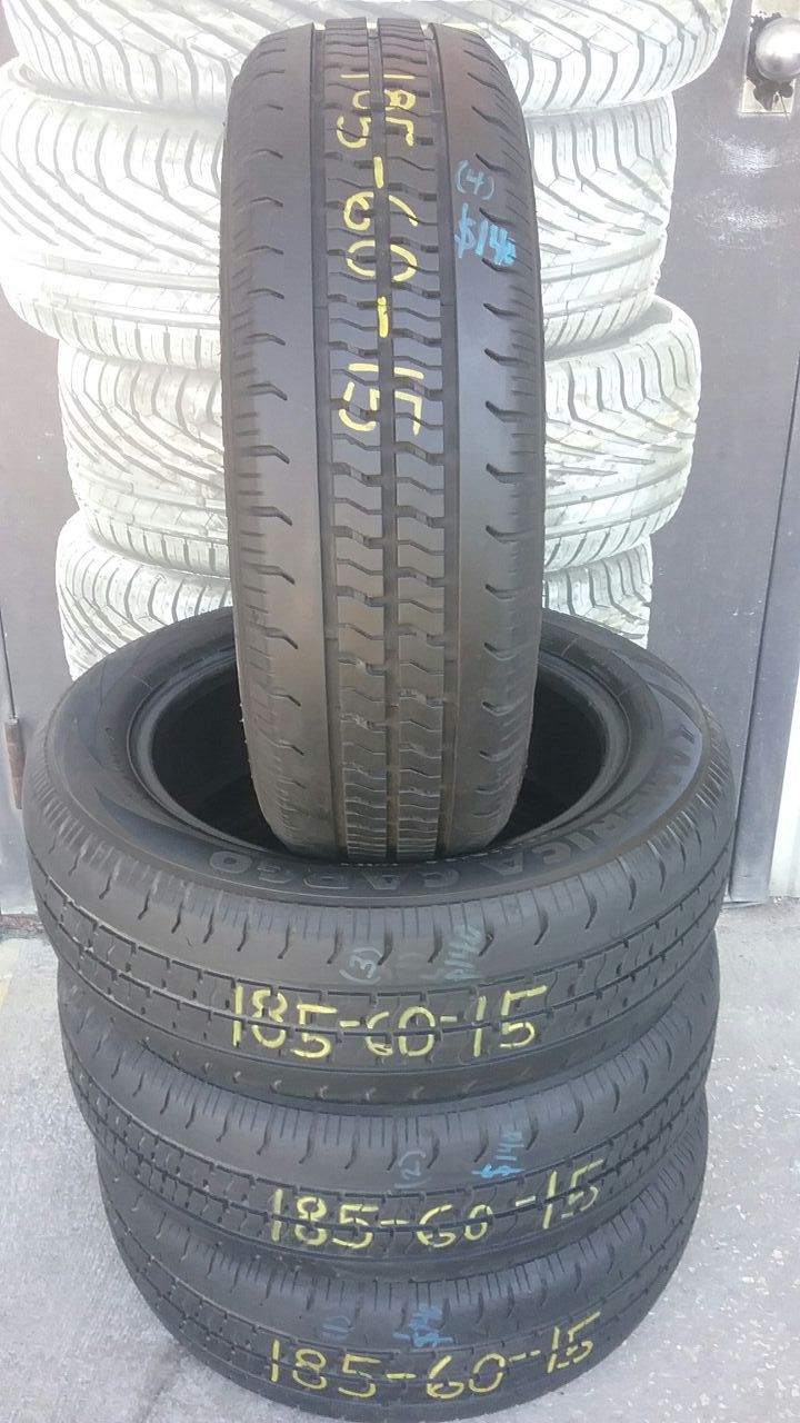 Four used 185 60 15 America Cargo tires