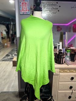I’ve been green asymmetrical poncho shawl