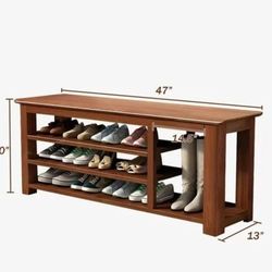 Bamboo Wooden Shoe Storage Bench