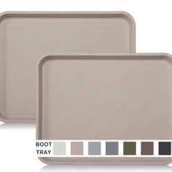 Heavy Duty Tray 2 Pack, 16.7"x12.8" Waterproof Mat with Raised Edge, Outdoor Multi-Purpose for Boots, Shoes, Garden, Pets