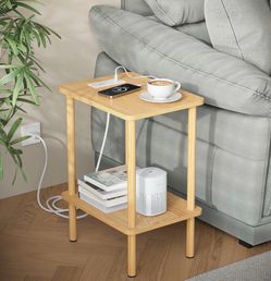 2-Tier Side Table with Charging Station