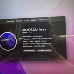 MacBook Pro 2016 15-inch 2.9 GHz Intel Core i7