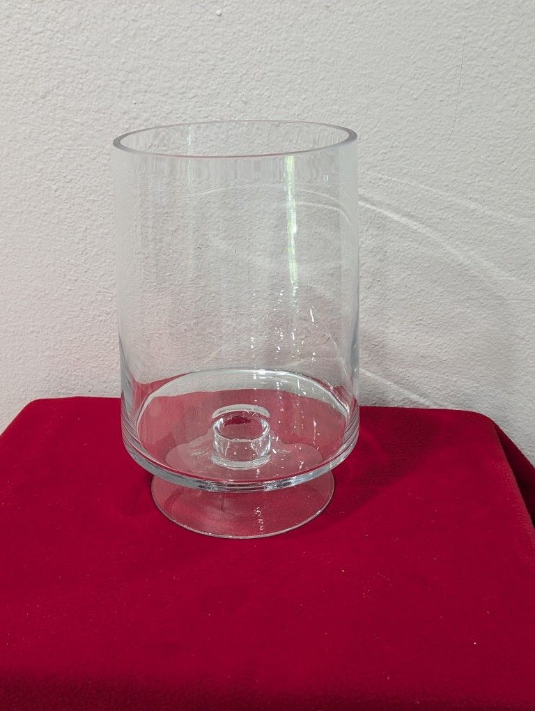 Clear Glass Pedestal Vase Candle Holder, Fruit Vase, Decorative 12" tall