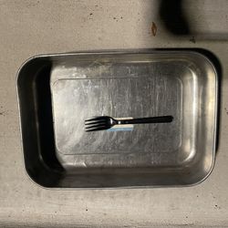 Small Stainless Steel Roasting Pan Bread Pan Brownie Pan Toaster Used 