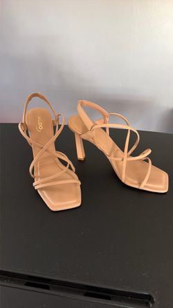 Aldo Amilia Brown Strappy Slim 4" Heel Slingback Open Toe Square Toe Womens Sz 8
