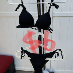 Women’s Solid 2 Piece Swimsuit Tie Side Ribbed Bikini Set 👙