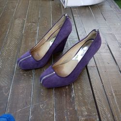 Size 7 1/2 Michael Kors Purple Suede Wedge Heels